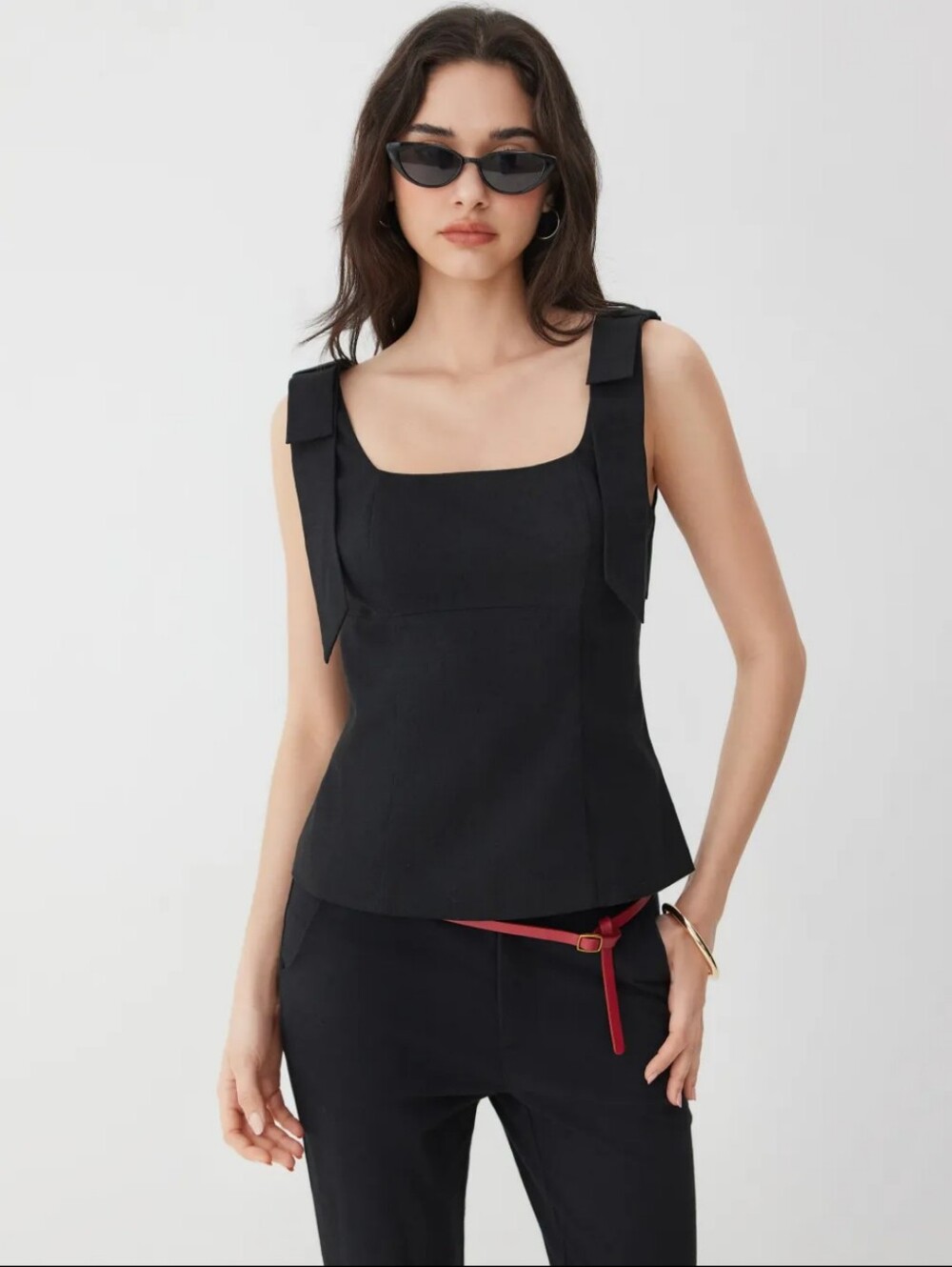 NEW WITH TAGS Cider Square-Neck Top with Bow-Strap Detail (Size M - US 6) - Picture 6 of 11